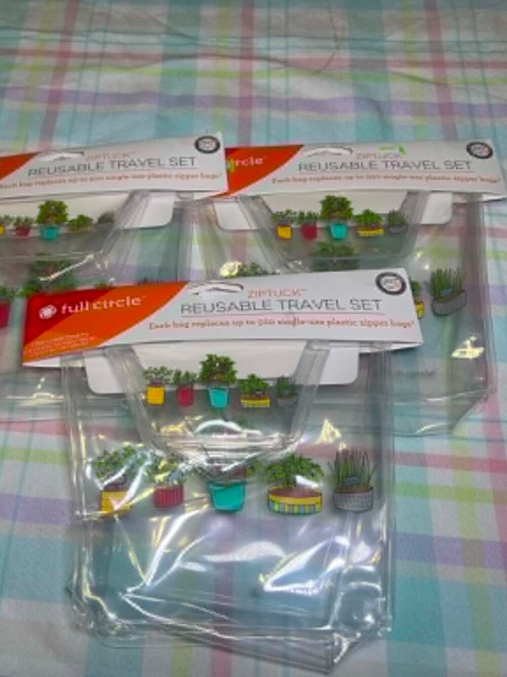 3 Brand New Full Circle Reusable Travel Sets, Plants.